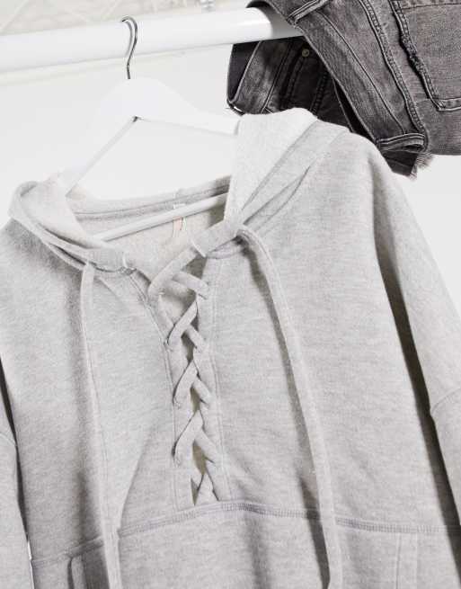 free people believe it lace up hoodie