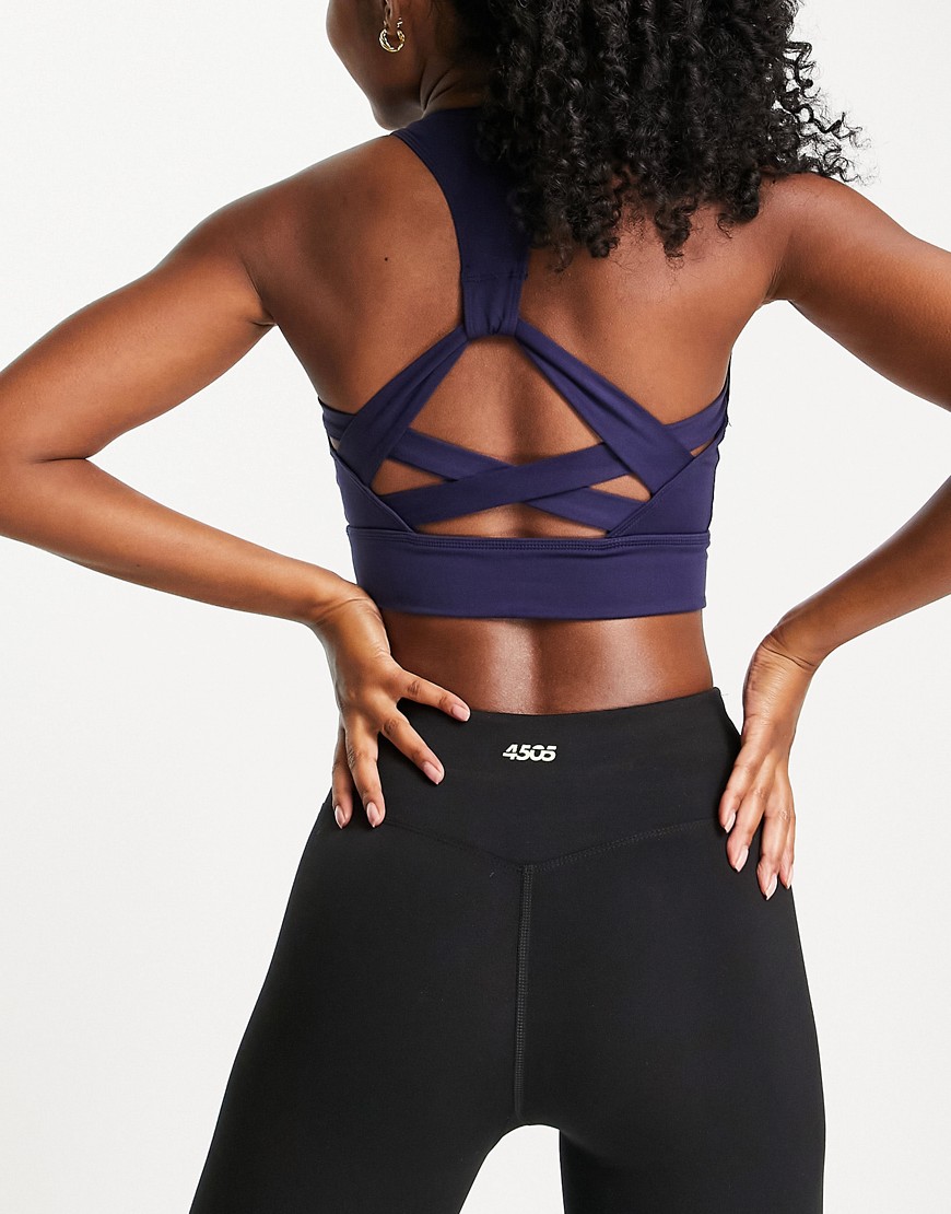 Free People Movement Light Synergy Sports Bra With Cut Out Back Co-ord-Navy