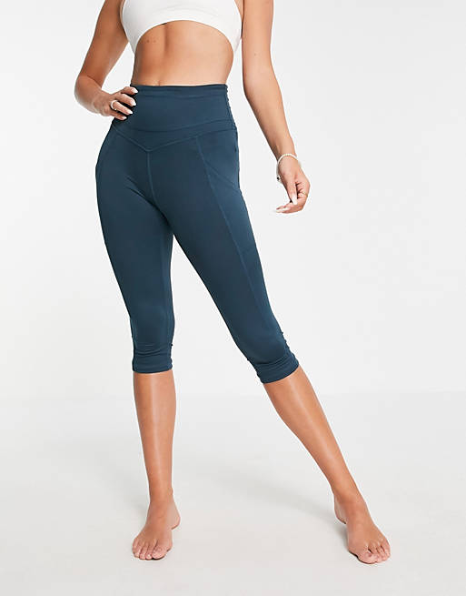 Free People Movement stay centred cropped legging with ruffle trim co-ord
