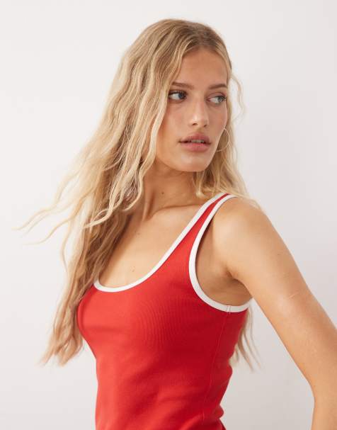 Free People moxie contrast tank top in red - view 1