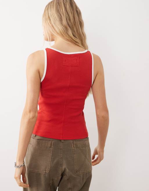 Free People – Moxie – Rött linne med kontrastdetaljer, 3 av 4