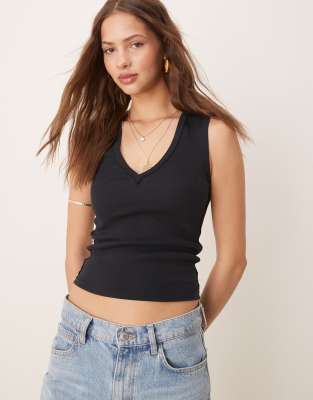 Free People - Neria - Tanktop in Schwarz mit V-Ausschnitt