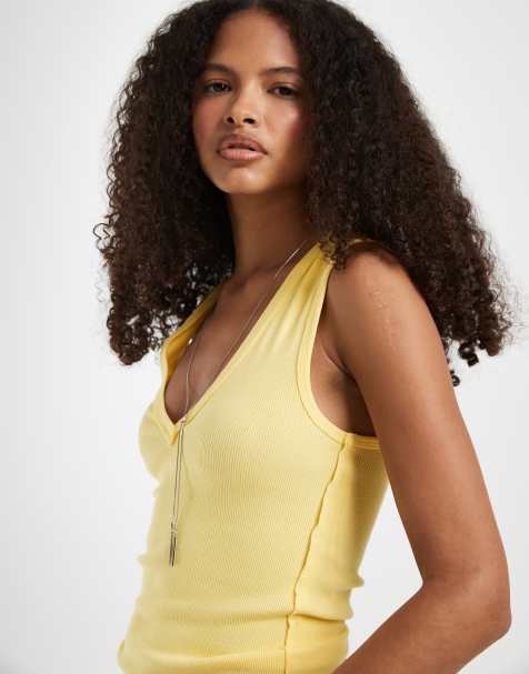 Free People Neria tanktop med v-hals i gylden - view 1