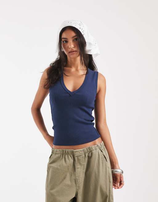 Free People - Neria - Tanktop met V-hals in diep iris blauw, 4 van 4