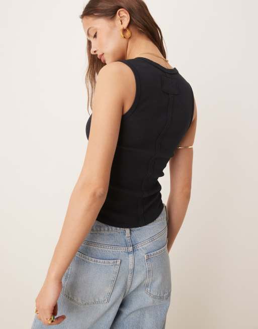 Free People Neria v-neck tank top in black, 4 of 4