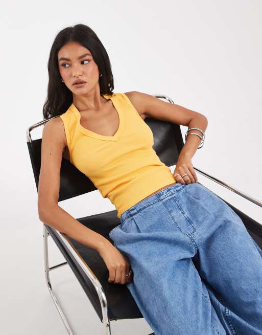 Free People Neria v-neck tank top in golden, 2 of 4