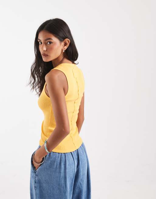 Free People Neria v-neck tank top in golden, 4 of 4