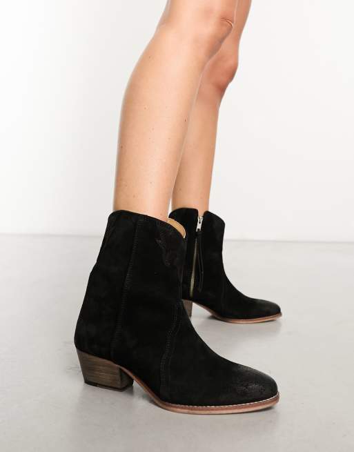 Black suede 2024 western boots