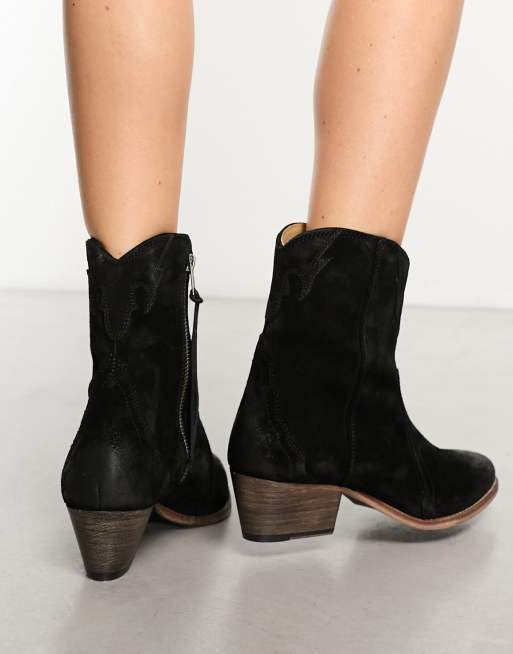 Free People New Frontier suede western boots in black