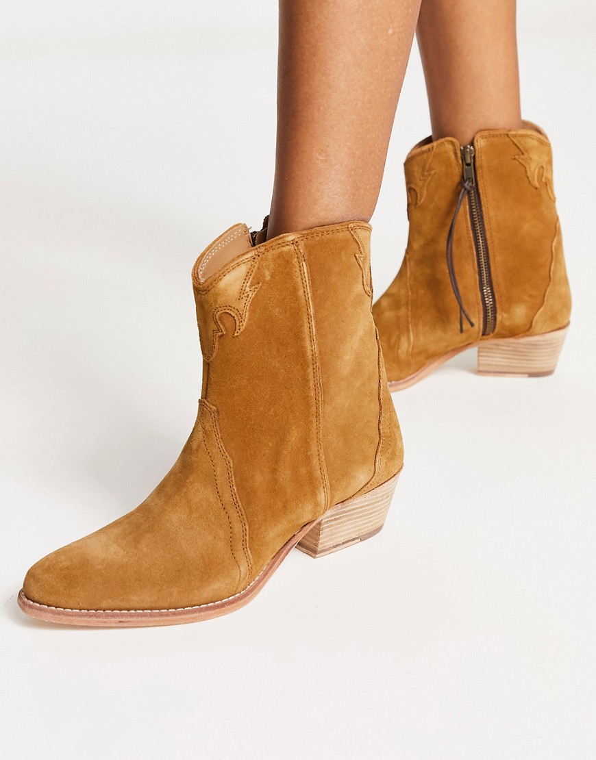 Free People new frontier western boots in beige-Neutral
