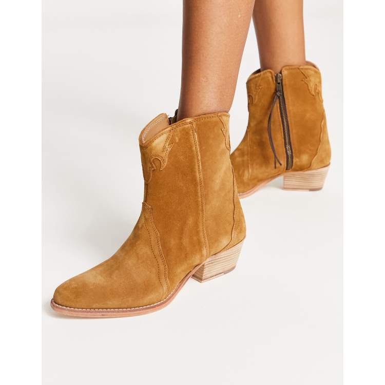 Free People new frontier western boots in beige ASOS