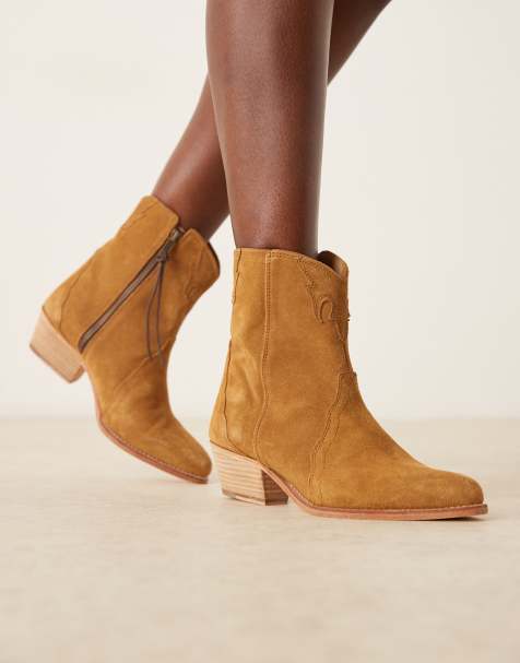 Free People new frontier western boots in beige - view 1
