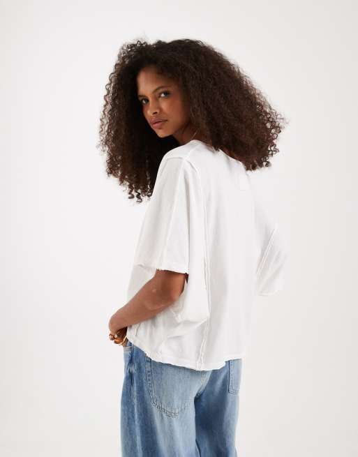 Free People next level boxy cropped t-shirt in clean ivory, 4 of 4