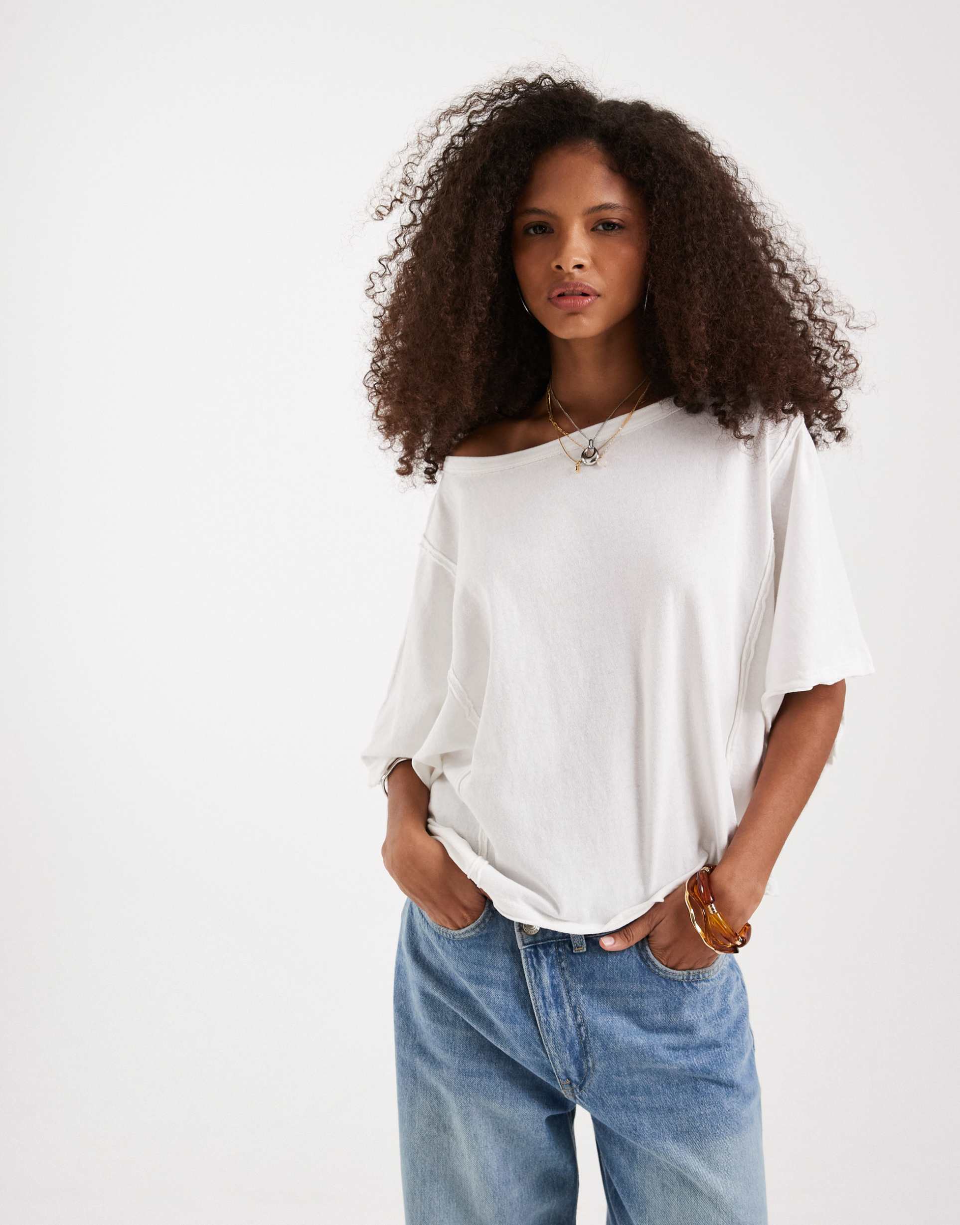 free people next level boxy cropped t-shirt in clean ivory