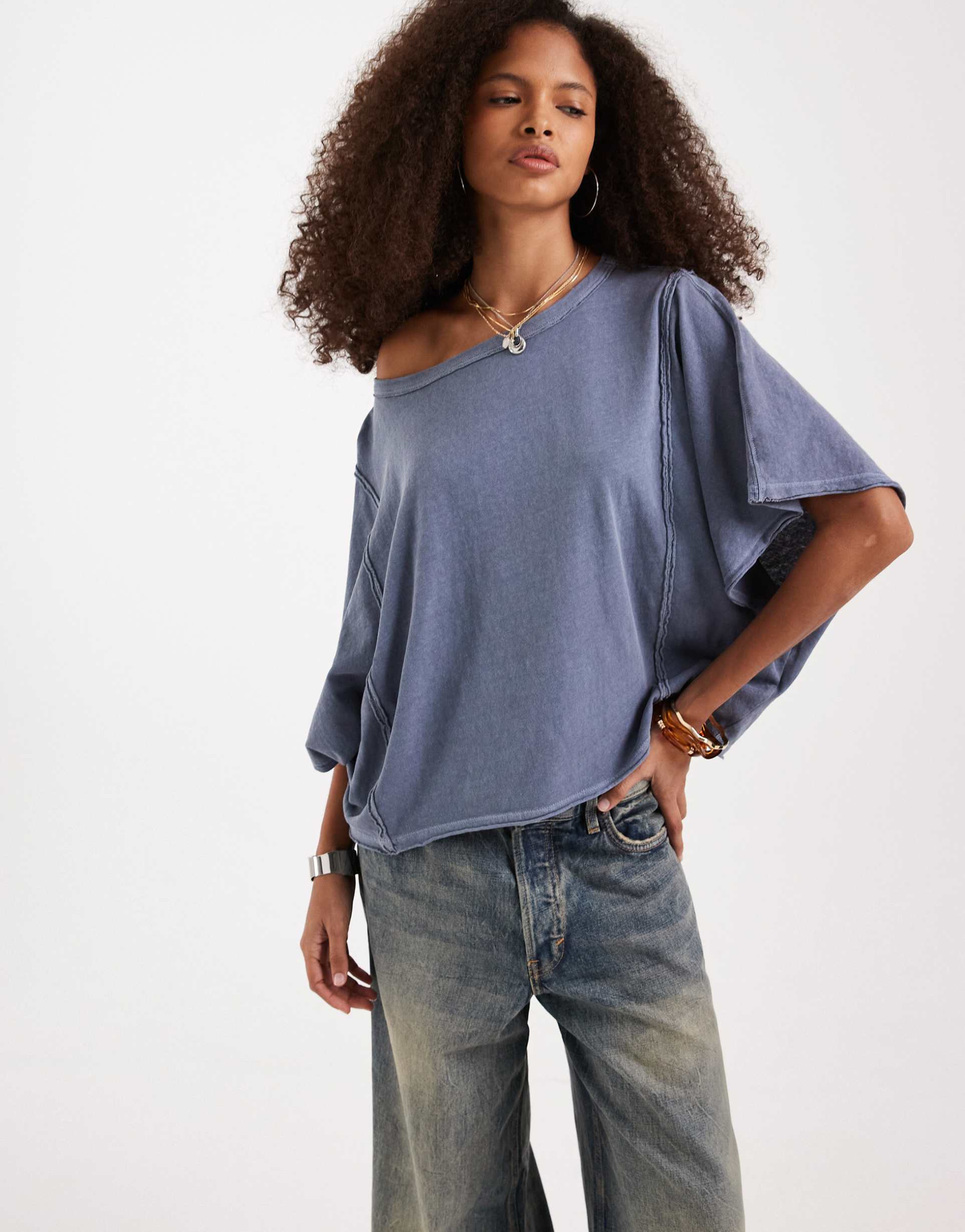 free people next level boxy cropped t-shirt in night shadow