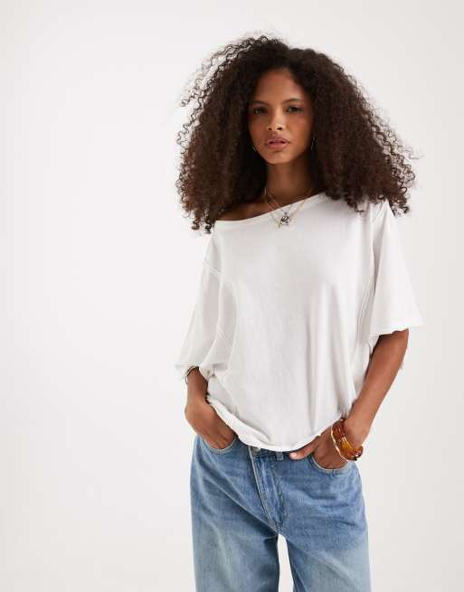 Free People - Next Level - T-shirt corta squadrata color avorio