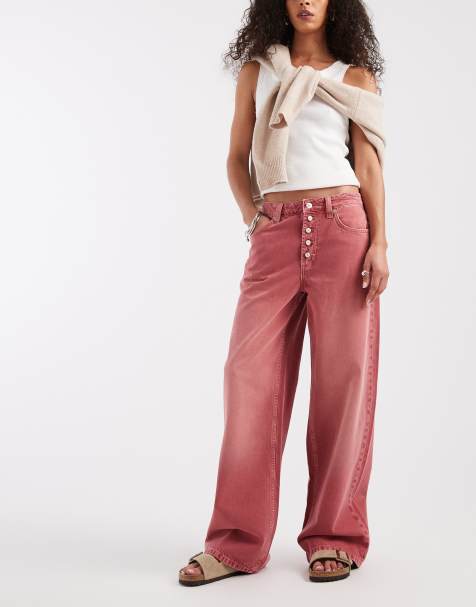 Free People - Nia BF - Jeans dritti rosa slavato - view 1