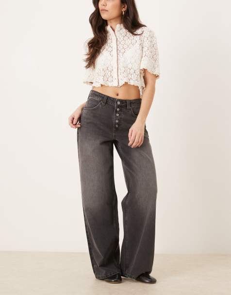 Free People - Nia BF - Jeans in gebroken zwart - view 1