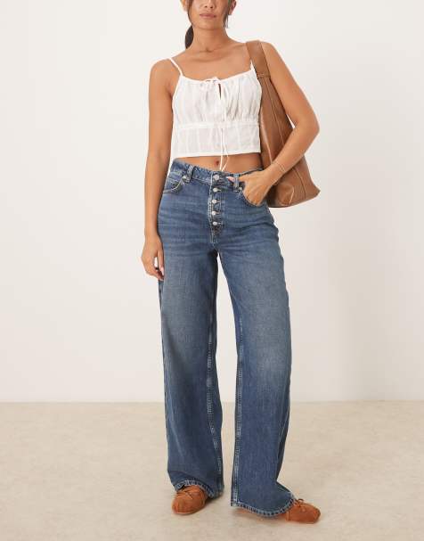 Free People – Nia – Lässige Boyfriend-Jeans in mittelblauer Waschung - view 1