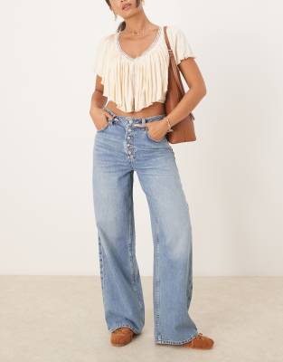 Free People - Nia - Lässige Boyfriend-Tasche in hellblauer Waschung