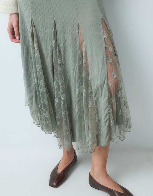 Free People nice to meet you 1/2 slip in sage green, 3 of 5