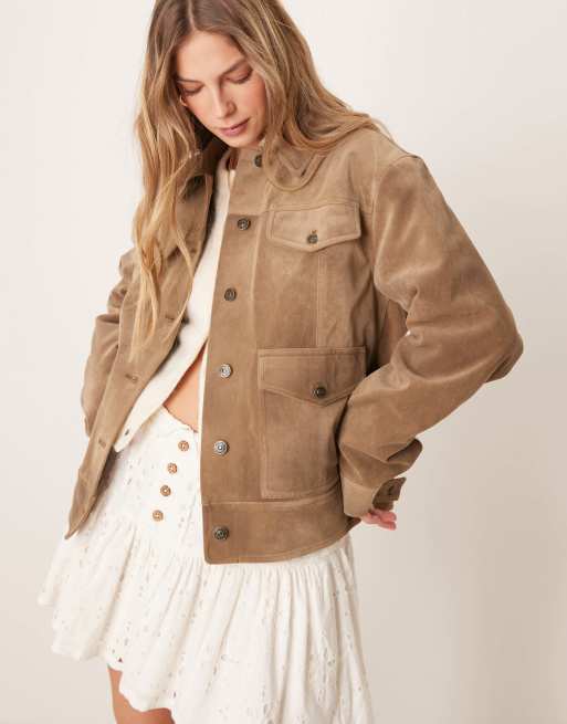 Free People Night Ranch faux suede jacket in antique bronze, 2 of 4