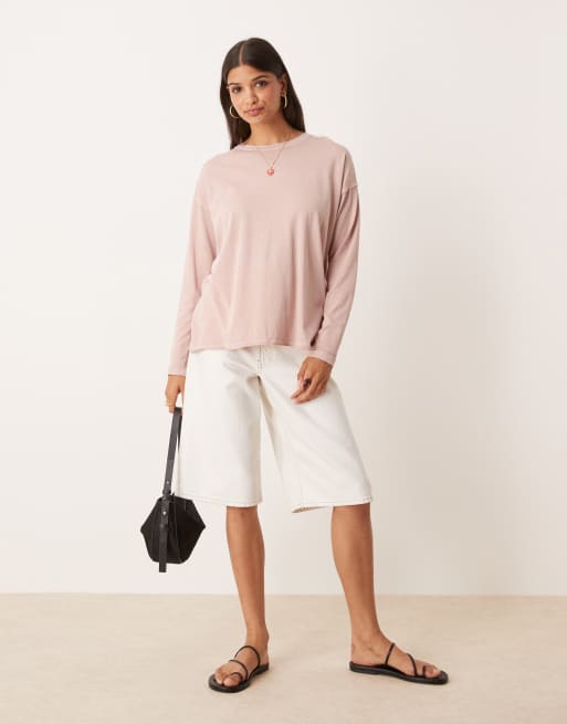 Free People – Nina – Langärmliges Oberteil in hellem Rosé, 3 von 4