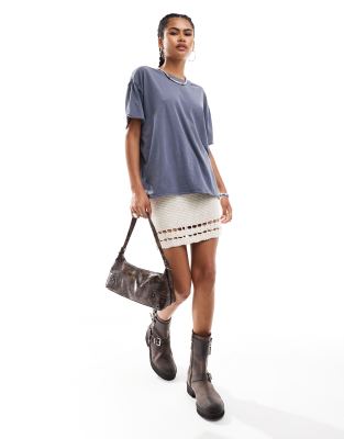 Free People - Nina - Locker geschnittenes Oversize-T-Shirt in verwaschenem Blau