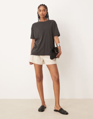 Free People - Nina - Oversize-T-Shirt in Schwarz