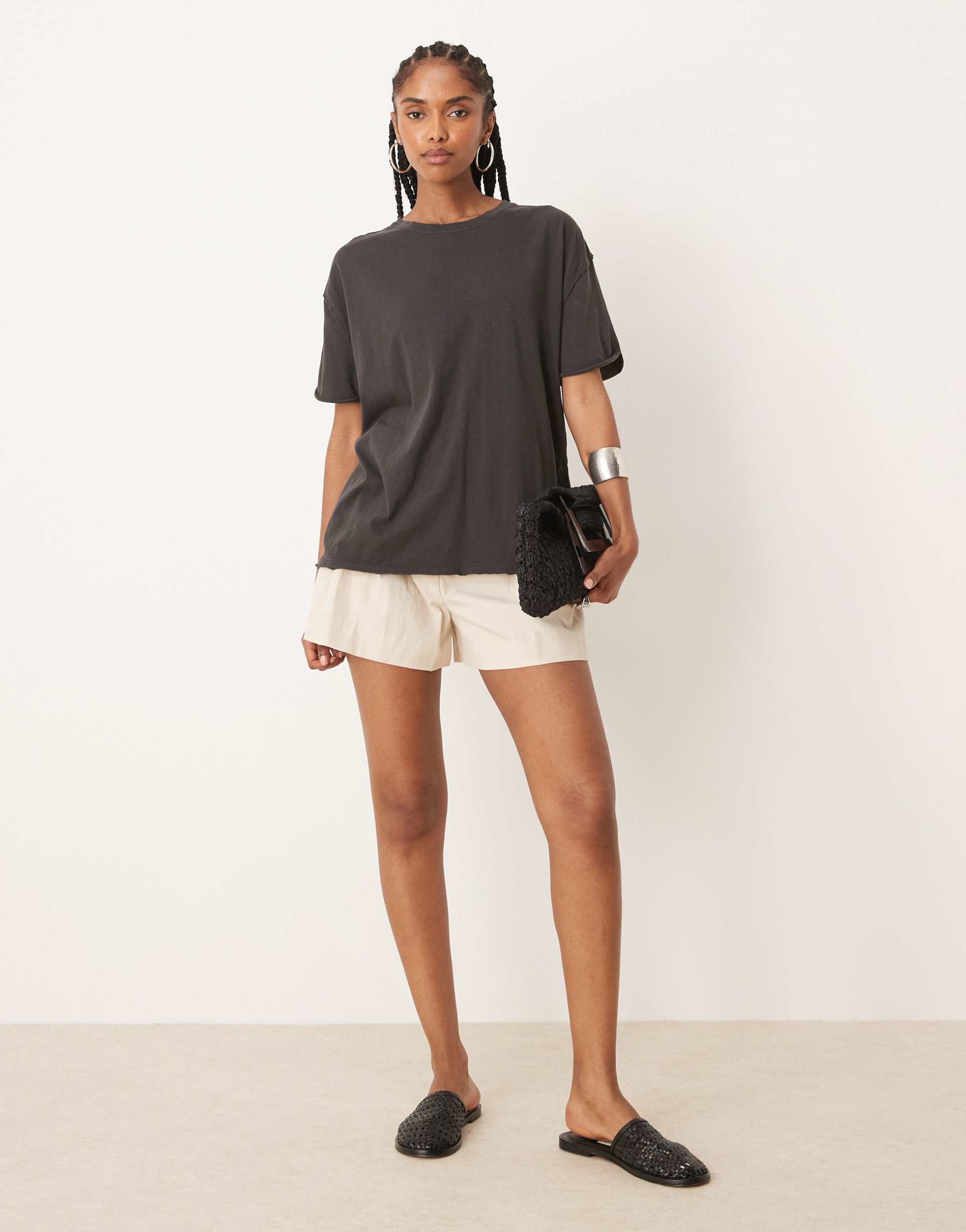 free people nina oversized t-shirt in black