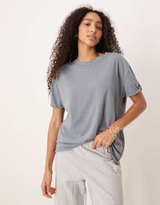 Free People nina oversized t-shirt in blue marl