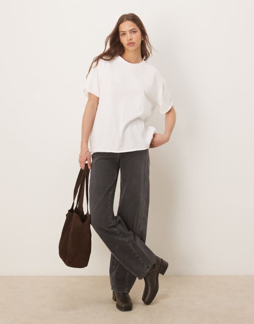 Free People nina oversized t-shirt in sand dollar grey, 2 of 4