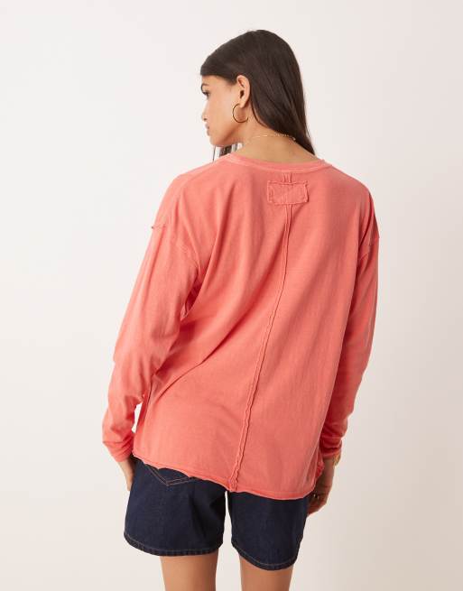 Free People – Nina – Rosa topp med långa ärmar, 4 av 4