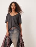 [Free People] Free People Nina slouchy oversized t-shirt in black L BLACK