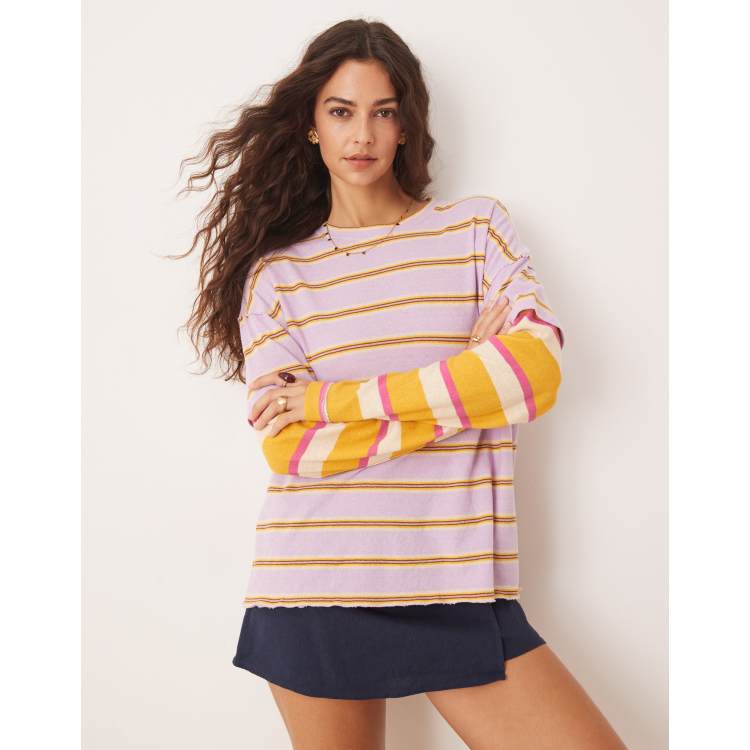 【HI FI FNK】Pose Striped Longsleeve POHADON Striped Crewneck Long-Sleeve T-Shirt Alt Pullover