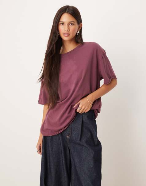 Free People - Nina - T-shirt oversize - Bordeaux - view 1