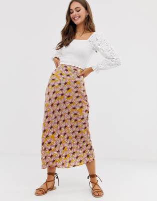 free people normani bias printed skirt