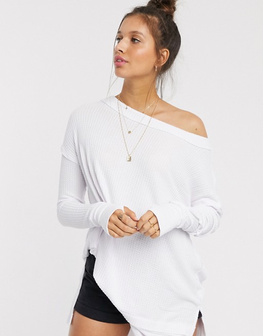 Free People North Shore raw seamed long sleeved t-shirt