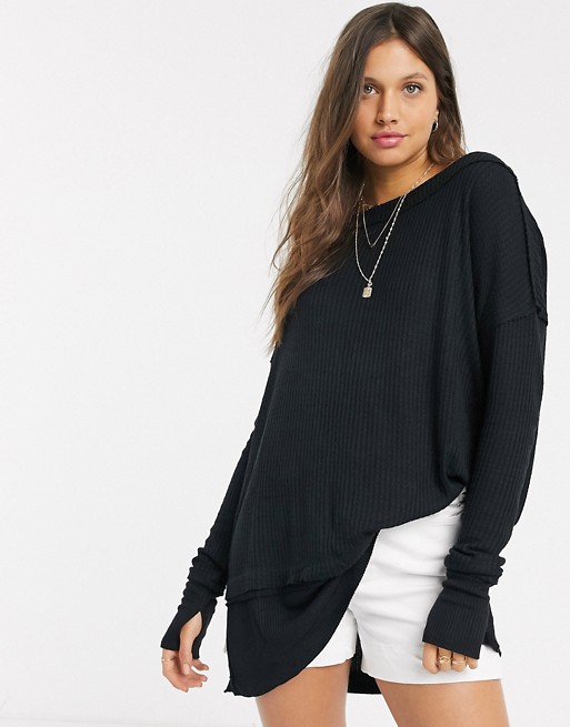 Free People North Shore raw seamed long sleeved t-shirt