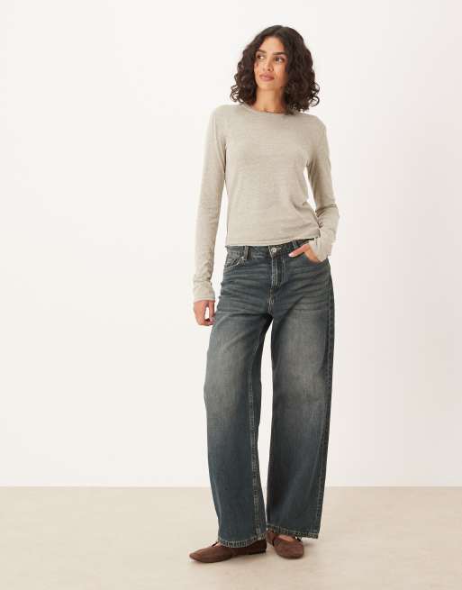 Free People – Nova – Beige t-shirt med långa ärmar, 4 av 4