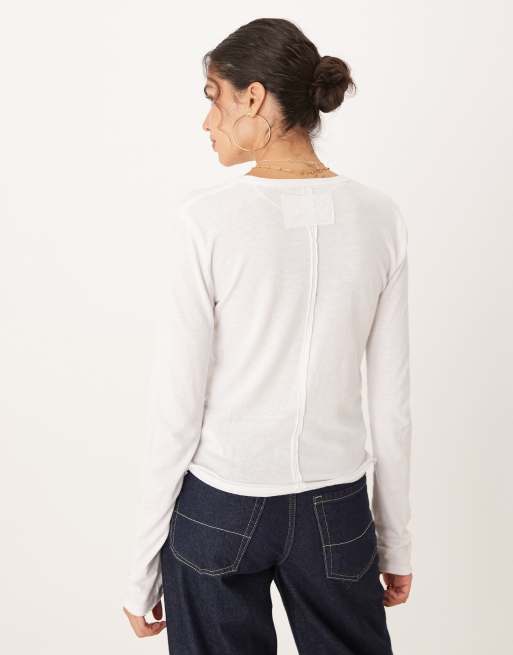 Free People – Nova – Benvit t-shirt med långa ärmar, 2 av 4