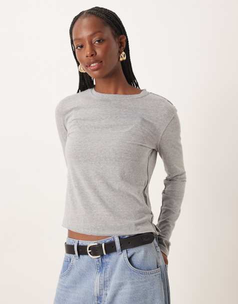 Free People Nova long sleeve t-shirt in greyhound - view 1