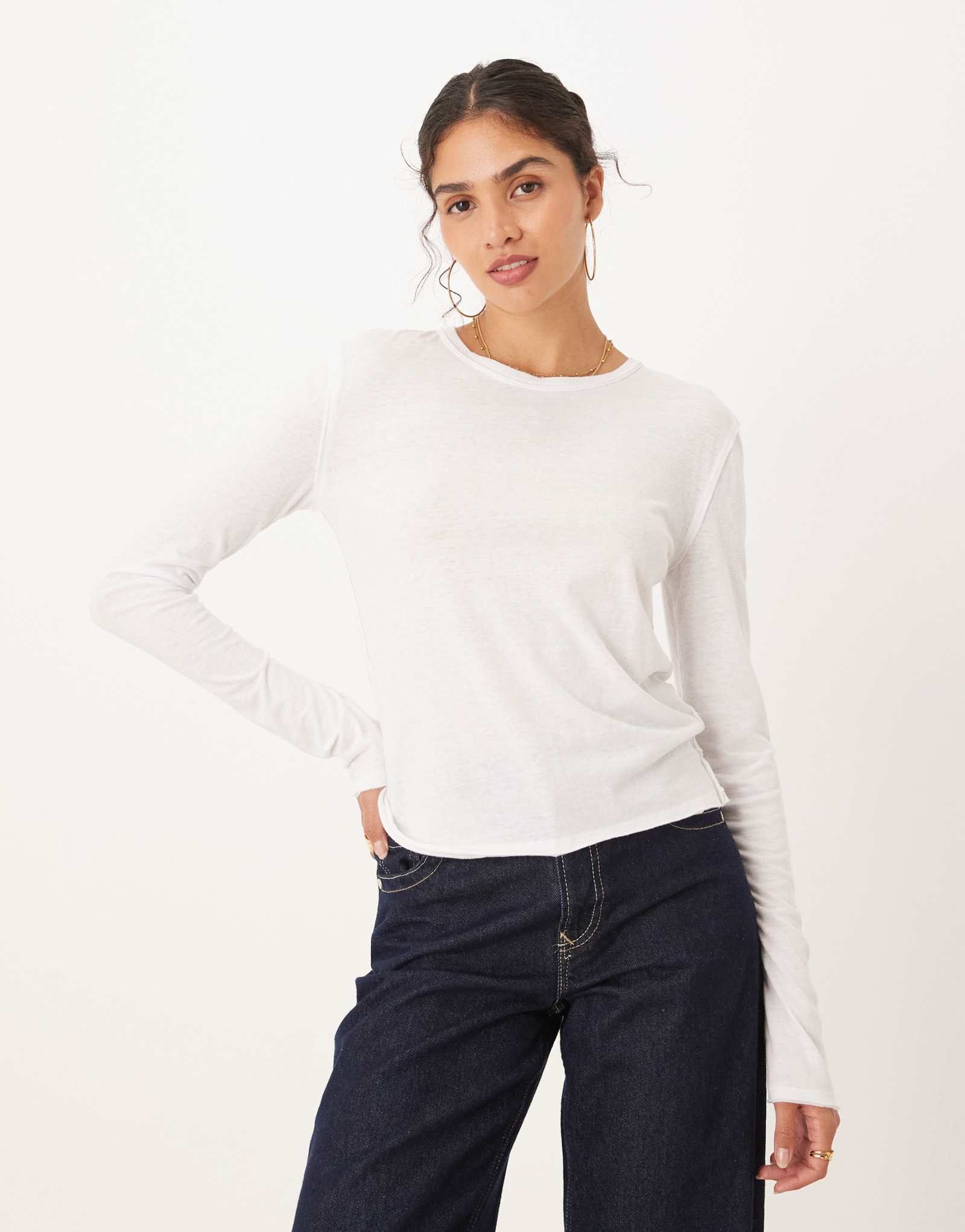 Футболка Free People Nova с длинным рукавом цвета слоновой кости