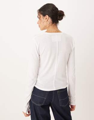 Free People Nova Long Sleeve T-shirt In White