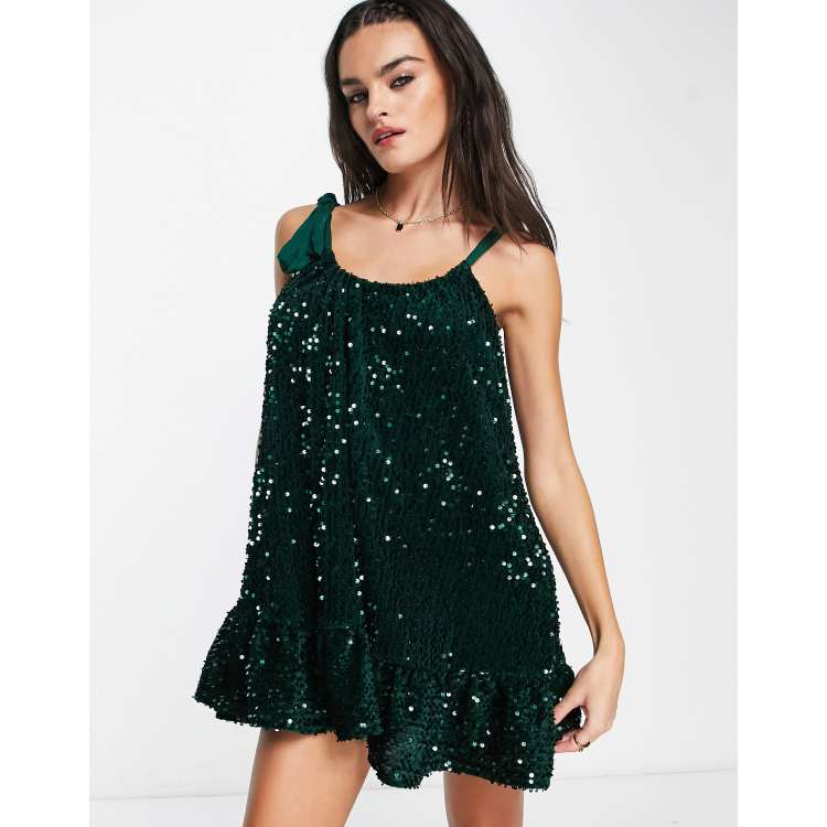 Free People Nova sequin mini dress in black ASOS