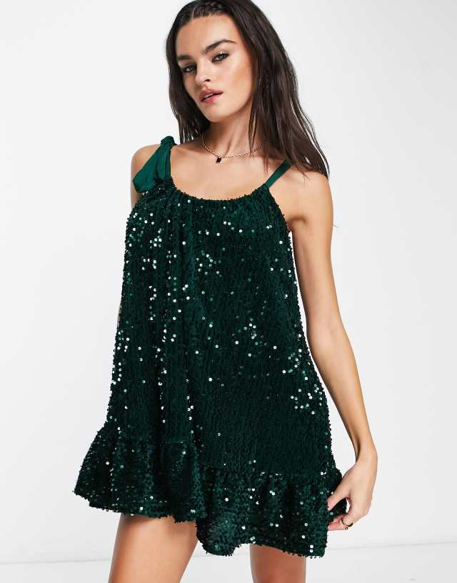 Free People Nova sequin mini dress in black