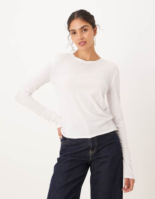 Free People – Nova – T-shirt z długim rękawem w kolorze kości słoniowej