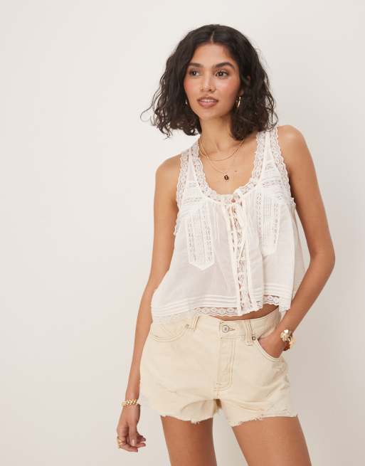 Free People now or never denim shorts in ecru, 2 of 5