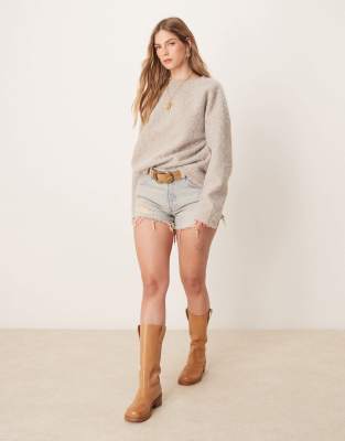 Free People Now Or Never Distressed Denim Shorts
