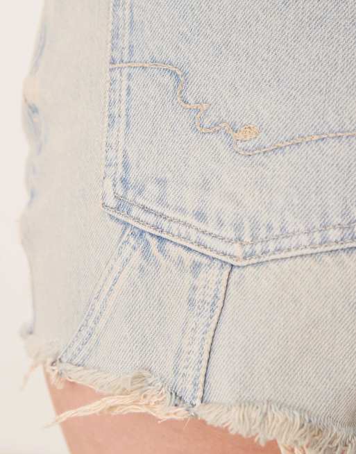 Free People now or never distressed denim shorts in well worn blue, 4 of 5